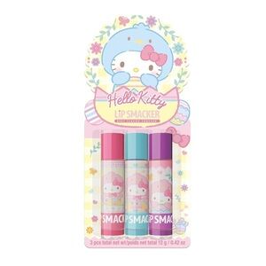 🔥 RARE! Lip Smacker Hello Kitty Lip Balm Trio – Guava, Raspberry & Cherry